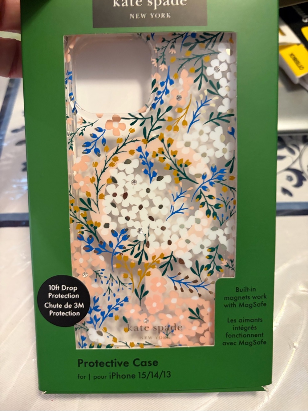 kate spade Floral MagSafe Phone Case — Pink, Blue & White for iPhone 15, 14, & 1